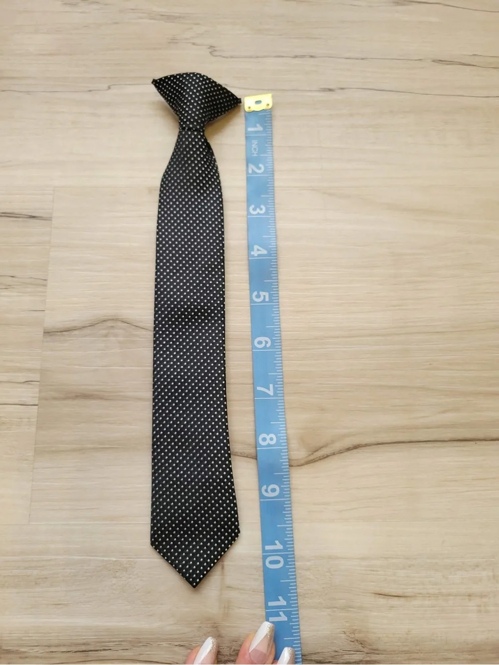 Kids Classic Black Microdot Clip On Tie